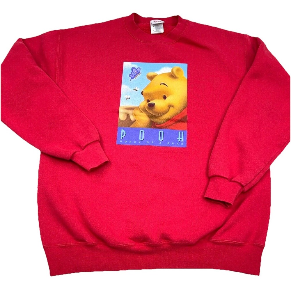 Vintage Winnie The Pooh Sweatshirt Men Medium Crewneck Sweater Y2K 2000s Disney